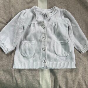 EUC H&M Basic White Button Front Knit Cardigan Sz 2-4 mos